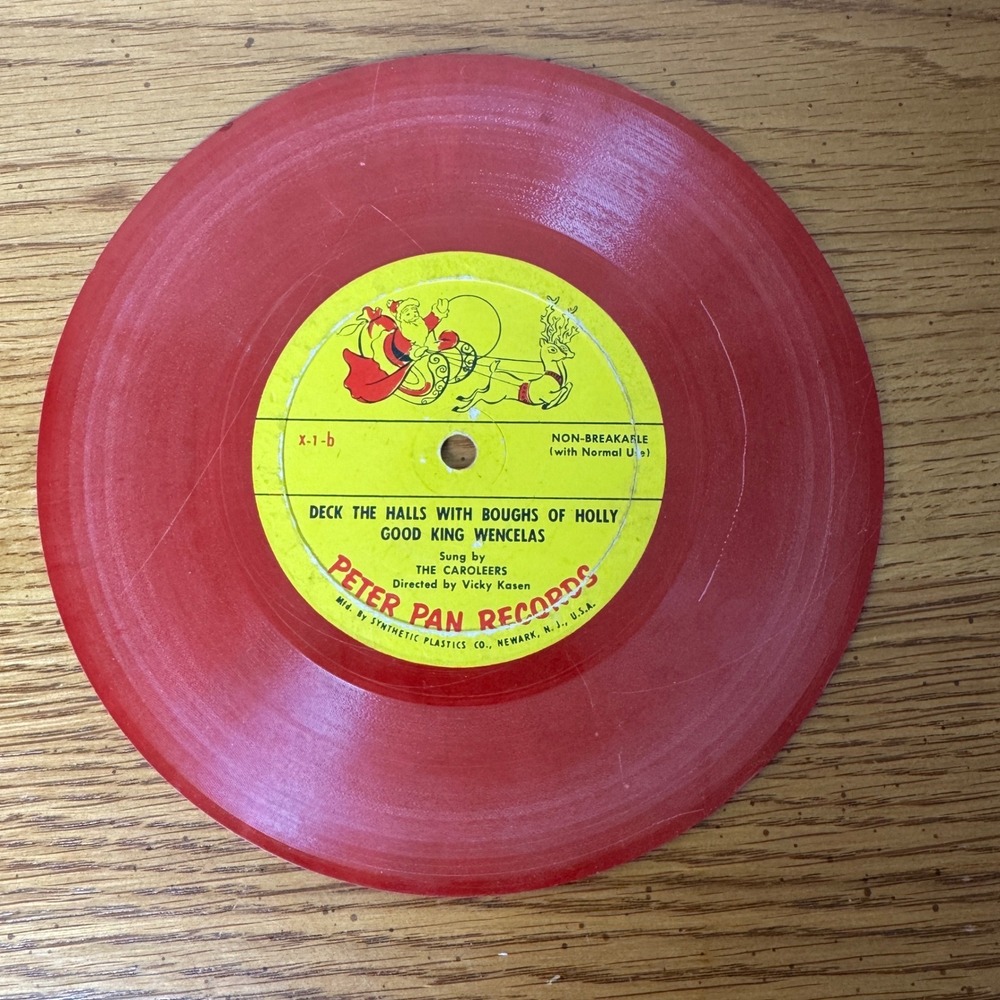 Peter Pan Records Christmas‎ Carol 45 Red Vinyl "Deck The Halls" "Jingle Bells"